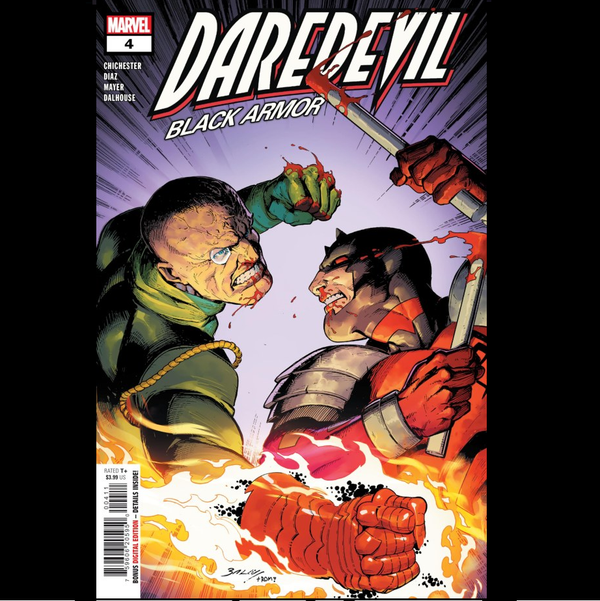 Daredevil Black Armor #4 from Marvel Comics written by D G Chichester with art by Netho Diaz. The maestro behind the Machiavellian machinations plaguing Hell’s Kitchen stands revealed&nbsp;