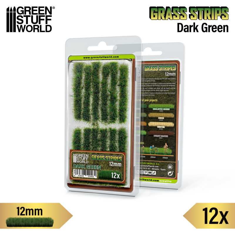 Dark Green Grass Strips 12mm - Green Stuff World