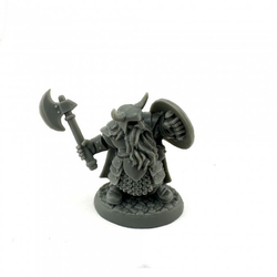 20329 Borin Ironbrow Dwarf Fighter sculpted by Bobby Jackson from the Reaper Miniatures Bones Black range an axe and shield for your tabletop games