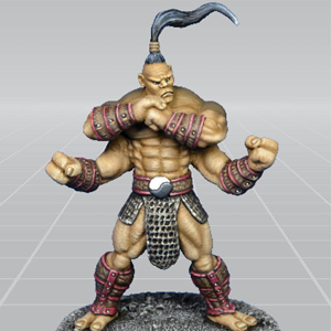 Raging Brute by Crooked Dice, one 28mm scale resin miniature representing a titan with four arms, two legs, eight pack and two toes on each foot for your RPG or tabletop game.&nbsp;