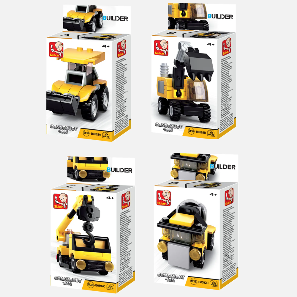 Sluban Construction Mini Building Brick Kit | 1 Random Construction Vehicle