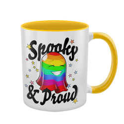 Spooky & Proud Yellow Inner 2 Tone Mug. Not just for Halloween this bright and attractive mug will let everyone know you are Spooky & Proud all year round.