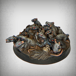 Rat Swarm by Crooked Dice, a 28mm scale resin miniature representing a large group of rats sat on top of a rotting body, fantastically sculpted with wonderful detail, a creepy edition for your RPGs, tabletop games and dioramas.