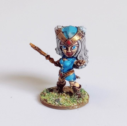 Sorceress by Iron Gate Scenery in chibi style.&nbsp; A 40mm scale printed resin miniature.&nbsp; This dress wearing, staff holding sorceress would make a wonderful edition to your RPG adventure as player characters or non player characters (NPC)