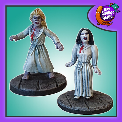 Bad Squiddo Games Freshly Bitten. A pack of two metal miniatures of female vampires