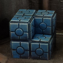 Cargo Crate Stack A by Crooked Dice, a resin miniature representing one sci-fi cargo crate stack for your RPGs, wargaming settings, spaceship terrain and tabletop games.