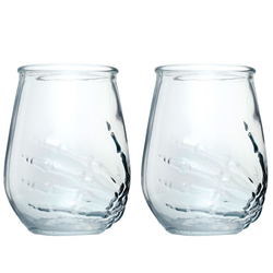 Skeleton Hand Set of 2 Glass Tumblers. Chunky glass tumblers with flat bottoms 