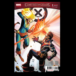 X-Men Annual #1 from Marvel Comics by Paul Allor with art by Alessandro Miracolo. Drawn to the Alaskan wilderness by magics neither of them understand, Captain Marvel and Cyclops duke it out 