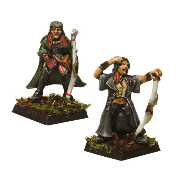 Way Walker Warban by Oakbound Studio. A set of eight lead pewter miniatures representing fae rangers with cloaks and bows