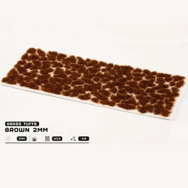 Gamer's Grass Brown Tufts 2mm, a pack of self adhesive tufts, just peal off and place where required.&approximately 115 redish brown tufts for scale models, bases, dioramas and more.