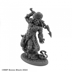 20937 Air Scion sculpted by Bobby Jackson from the Reaper Miniatures Bones Black range. A limited edition RPG miniature representing a genie appearing from the lamp and holding a large sword for your tabletop games