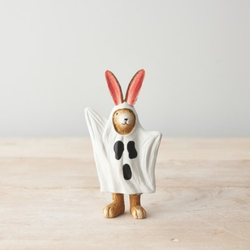Ghost Rabbit. A wonderfully characterful bunny wearing a white sheet with black spooky face