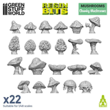 Chunky Mushrooms from the Resin Bits by Green Stuff World. A pack of 22 3D printed ABS-like resin mushrooms
