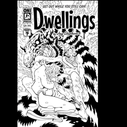 Dwellings #3 secret black and white edition from Oni Comics by Jay Stephens. Welcome back to Elwich—where murderous and horrifying secrets sleep just below the pristine surface, slithering in the shadows of this otherwise quiet and idyllic small town 
