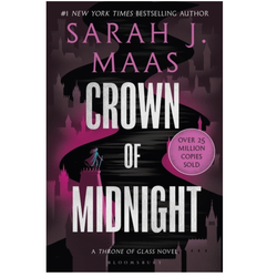 Crown of Midnight by Sarah J Mass a paperback book being the second in the A Throne Of Glass novel series. Celaena Sardothien won a brutal contest to become the King's Champion. But she is far from loyal to the crown. Though she goes to great lengths to hide her secret, her deadly charade becomes more difficult when she realises she is not the only one seeking justice
