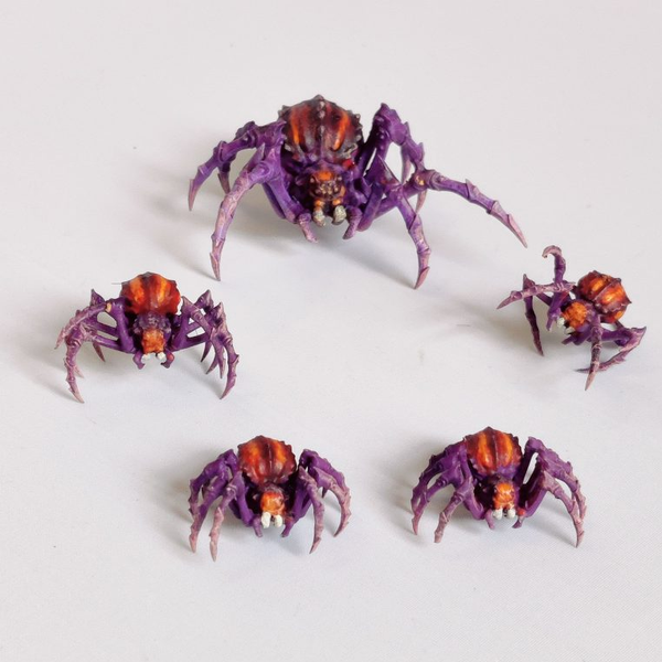 A pack of five spiders from Iron Gate Scenery printed in resin in 28mm scale, with one large spider and four smaller spiders this pack will make a great edition for your tabletop games, RPGs, dungeon scenery and other hobby needs.&nbsp;