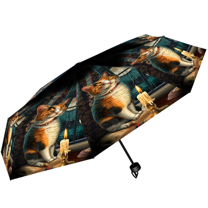 Adventure Awaits umbrella from the magical mind of Lisa Parker helping you to keep dry and be stylish with its repeat picture of an inquisitive cat sat in front of a window sheltering from the storm outside making a wonderful edition to your rainwear or as a gift for a cat loving friend.