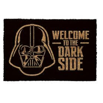 Welcome To The Darkside. A licensed Star Wars coconut fibre door mat to welcome your friends to your home, your gaming space or as a gift for someone's new home, featuring the an image of Darth Vader and the words Welcome To The Darkside.