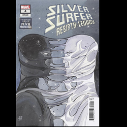 Silver Surfer Rebirth Legacy #4 from Marvel Comics by Ron Marz with art by Ron Lim and nightmare variant cover by Peach Momoko.