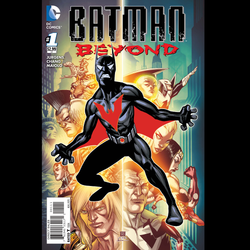 Batman Beyond #1 from DC. With the Justice League missing and without Bruce to guide him, this new Batman will need to explore this bizarre world on his own while fighting to raise humanity from an opponent that's already won.    