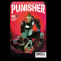 Punisher #3 from Marvel Comics written by David Pepose with art by Dave Wachter.Hunted down by the authorities, the Punisher must face down the one threat that cannot be stopped by bombs or bullets the terrors inside his own mind