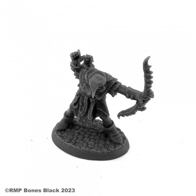 20320 Orc Archer sculpted by Bobby Jackson from the Reaper Miniatures Bones Black range. A limited edition RPG miniature representing an orc firing a bow for your tabletop games.