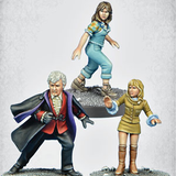 Heroes 6 by Crooked Dice. A set of three metal figure representing one dapper male and two 1970's inspired females making a great edition to your RPGs represen and tabletop gaming needs.