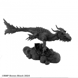 20634 Sea Dragon sculpted by Jason Wiebe from the Reaper Miniatures Bones Black range. A limited edition RPG miniature representing a sea monster swimming along for your tabletop games