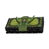 Absinthe La Fee Verte Embossed Purse from Nemesis Now. The elegant embossed green fairy design features a Deaths Head Moth and the practical purse features multiple slots for cards and coins.
