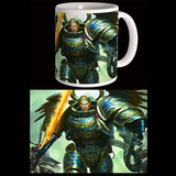 Warhammer 40k Roboute Guilliman Mug. A white mug with image of the Ultramarine Primarch, the Avenging Son, Robute Guilliman 