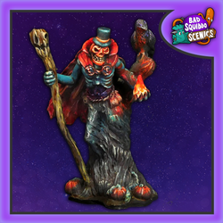 Bad Squiddo Games The Pumpkin King.  A resin miniature of the pumpkin king who has been summoned