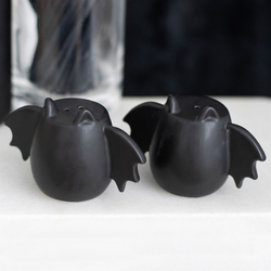 Bat Wing Salt and Pepper Shakers. Bring some witch style to your dining table with this tactile cruet set of stylised bats