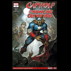 Capwolf and The Howling Commandos #4 from Marvel Comics written by Stephanie  with art by Carlos Magno. It's a fight of a lifetime as Cap and the Howling Commandos race to prevent the Nazis from unleashing werewolves on the world. But when the best laid plans go sideways, it will take a miracle and faith in each other to ensure the whole team makes it out alive 