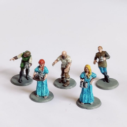 Tavern Bar Set by Iron Gate Scenery printed in resin for 28mm scale with one bartender, two wenches and two patrons for your bar setting, local tavern diorama, RPGs, npcs, tabletop games and more