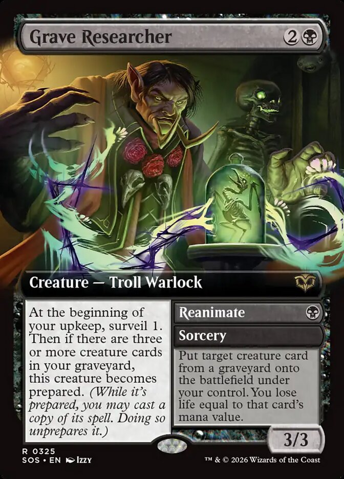 Grave Researcher // Reanimate Secrets of Strixhaven Extended Art #325Card Front