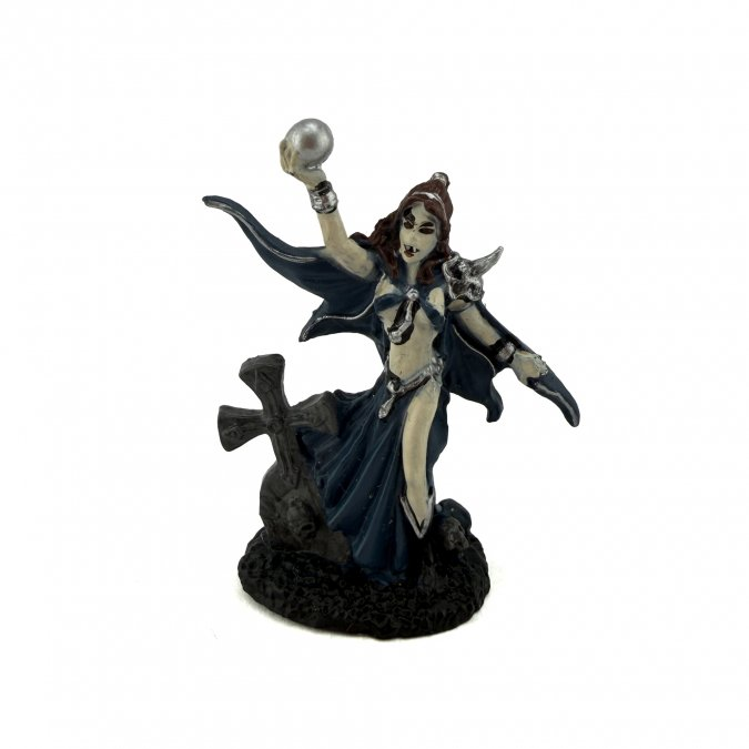 Fantasy figurine of a warrior with a sword and shield on a white background. 20030 Female Vampire - Reaper Legendary Encounters Pre-Painted