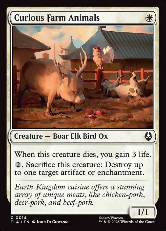 Curious Farm Animals Avatar The Last Airbender #014 MTG Single Card Front