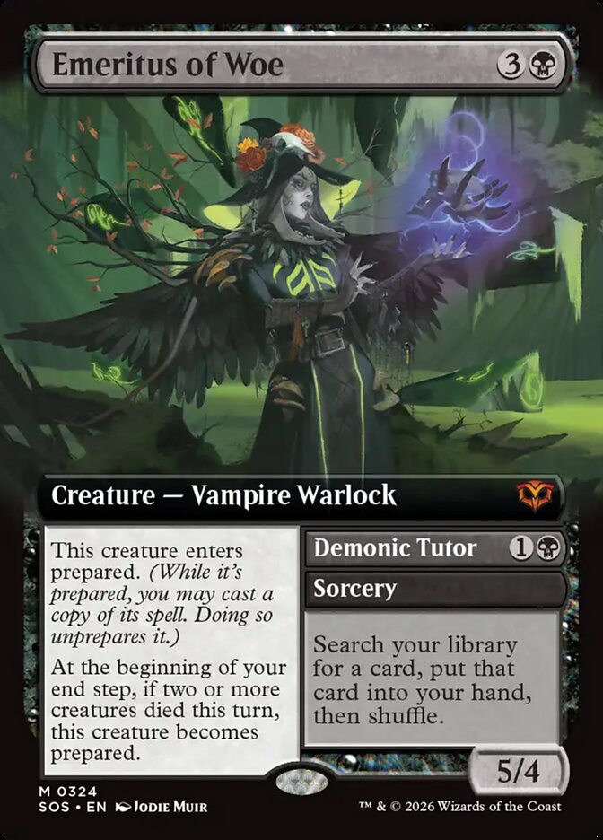 Emeritus of Woe // Demonic Tutor Secrets of Strixhaven Extended Art #324Card Front