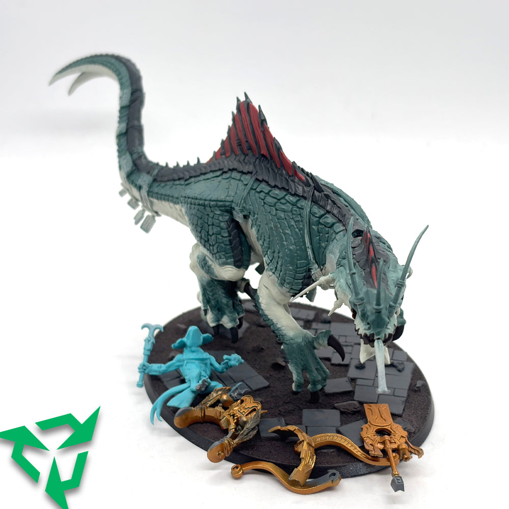Part Painted Seraphon Skink Oracle on Troglodon Front