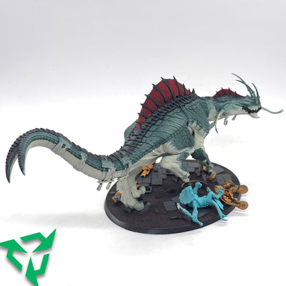 Part Painted Seraphon Skink Oracle on Troglodon Side
