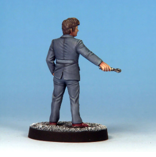 Statue of a man in a grey suit w...