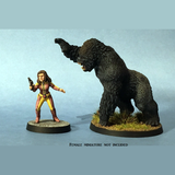 Giant Ape by Crooked Dice, one 28mm scale resin miniature for your RPG or tabletop game representing a large Ape with its mouth open showing its teeth.