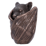 Bat Snuggle Box with a bronze look finish expertly hand painted. A wonderful cute bat gift box fusing fantasy and functionality.  