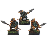 Gnawloch Warriors set 3 by Oakbound Studio. A set of three lead pewter miniatures of Gnawloch rat warriors with various weapons, poses and full of character your tabletop and RPGs.