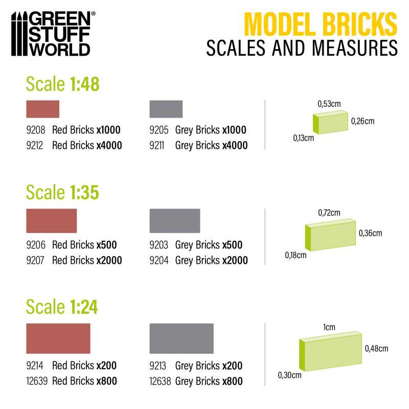 A pack of 4000 red model paving bricks in a 1:48 scale from Green Stuff World useful for precise building or loose scatter and can be painted, cut, sanded or drilled.