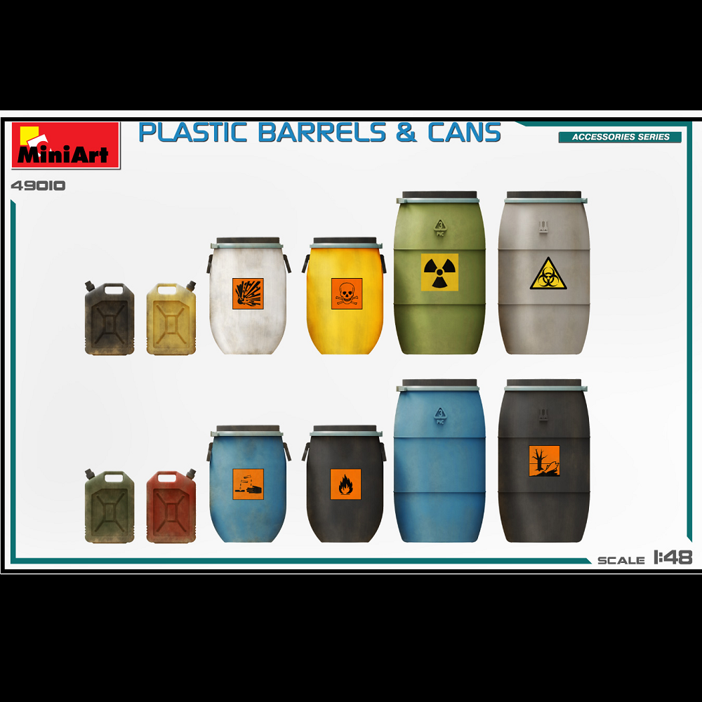 MiniArt Plastic Barrels & Cans - 1:48