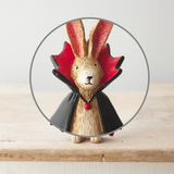 Vampire Rabbit. A wonderfully characterful bunny wearing a black and red vampire cloak