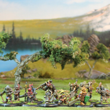 Goblin War Party by Oakbound Studio. A pack of eleven lead pewter miniatures of a joyful bunch of Goblins who are off to war, full of character and holding various weapons