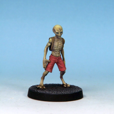Alien figure with red shorts on ...