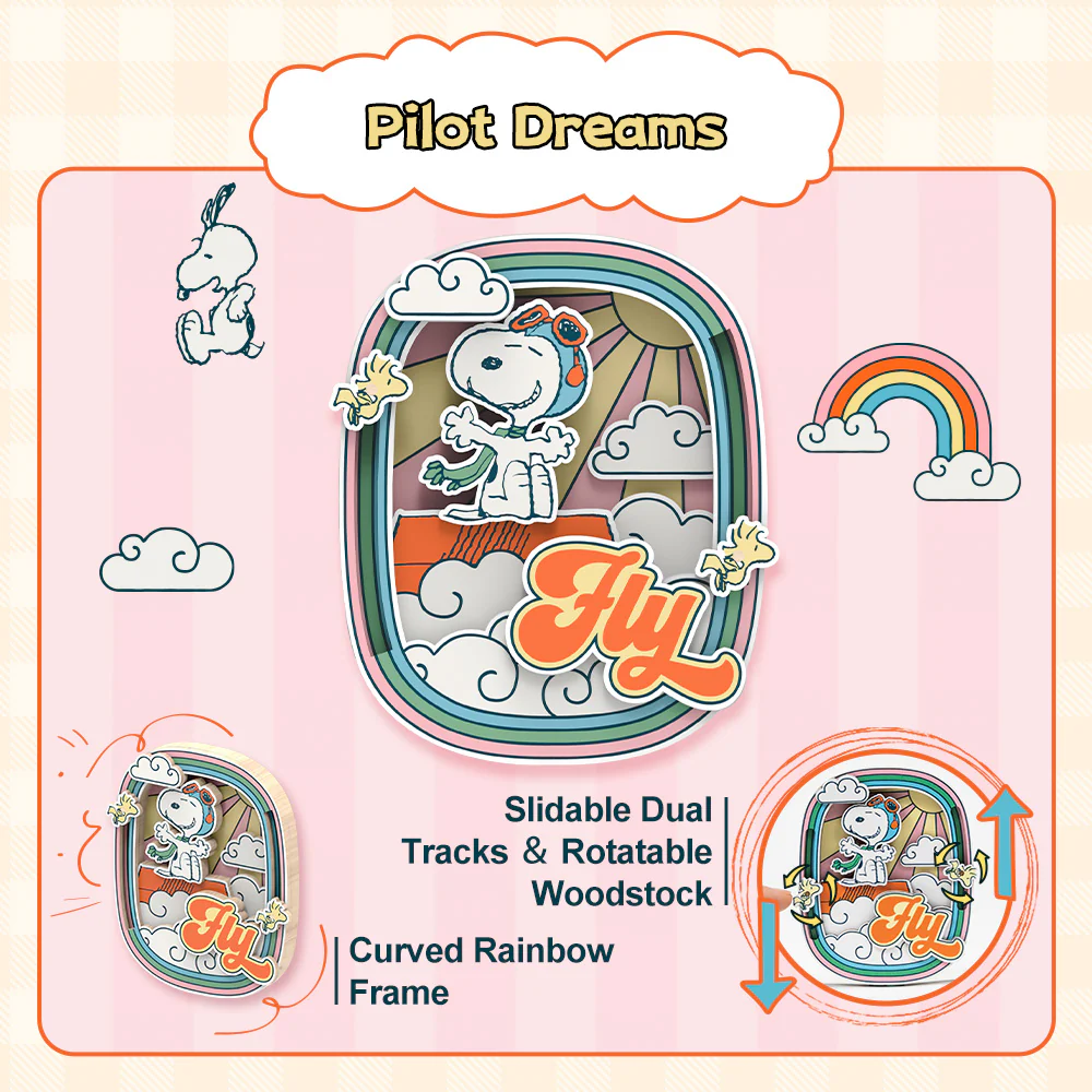 Peanuts Snoopy Pilot Dreams - Puremind Wooden Model Kit